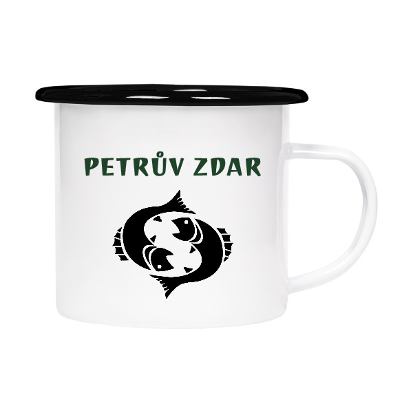 Plecháček - smaltový lem s potiskem Petrův zdar