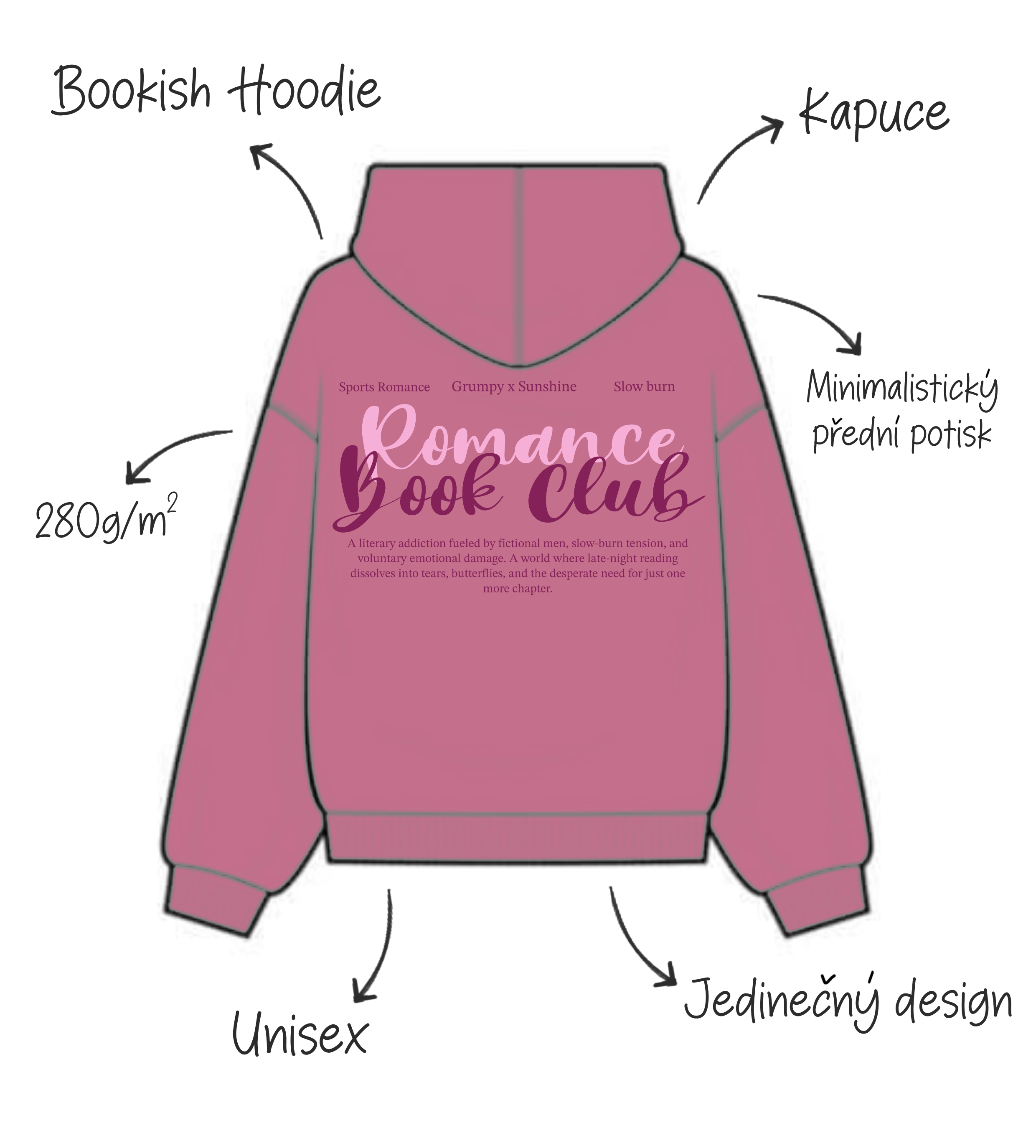 Romance Book Club hoodie s kapucí